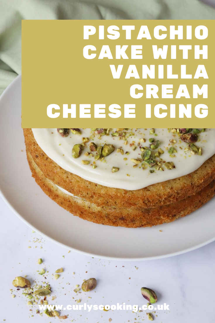 Pistachio Cake with Vanilla Cream Cheese Icing
