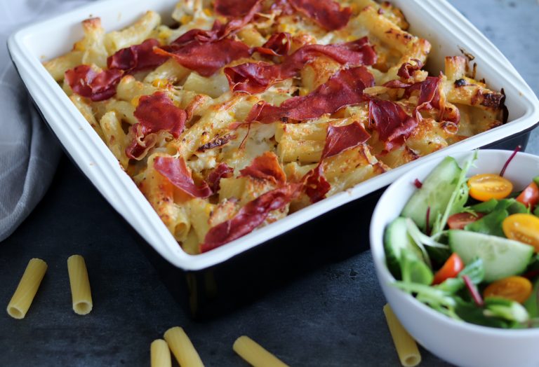 Skinny Chicken & Prosciutto Pasta Bake Curly's Cooking