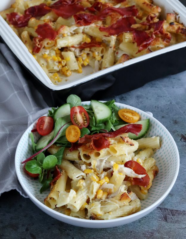 Skinny Chicken & Prosciutto Pasta Bake Curly's Cooking