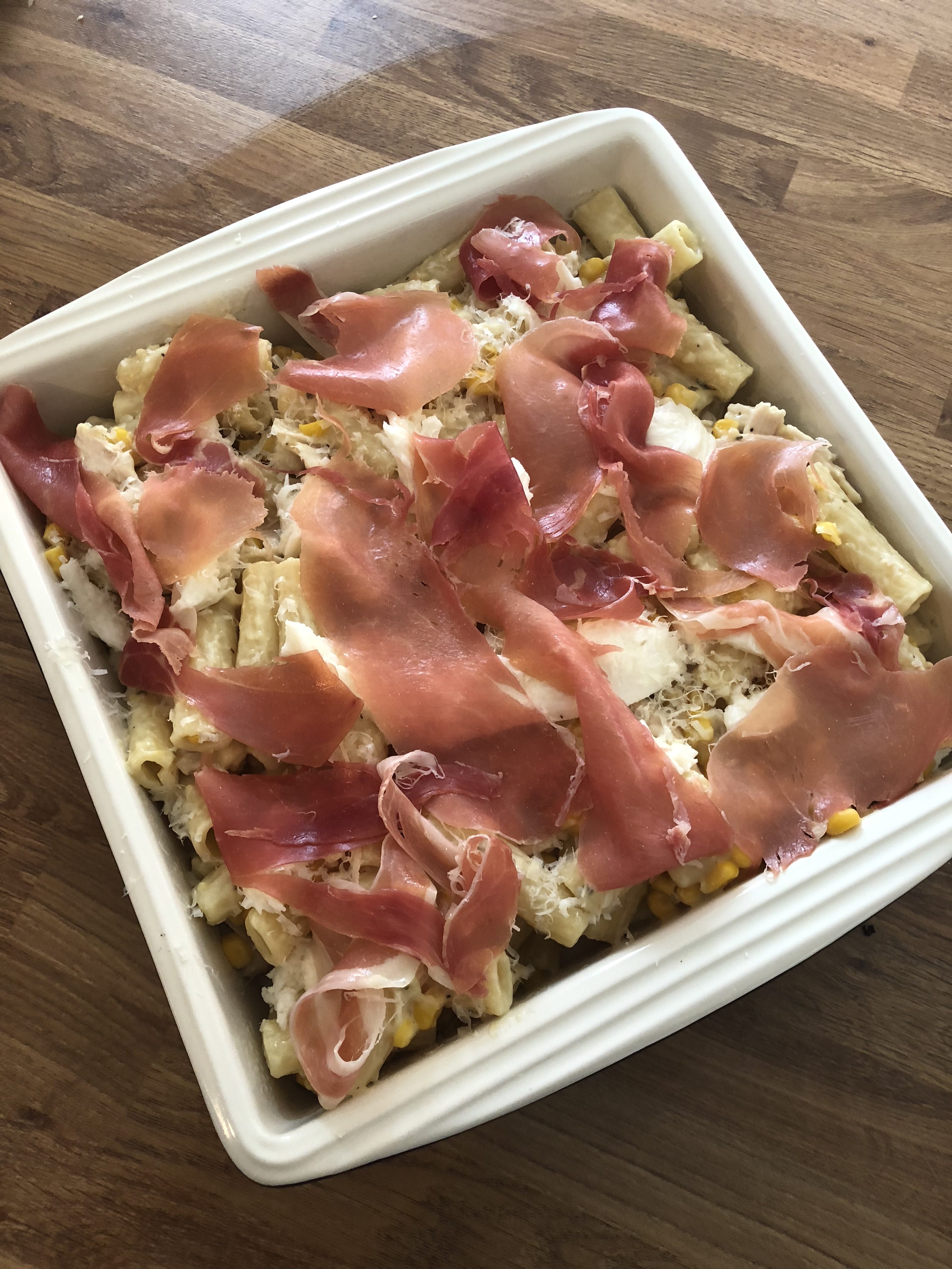 Skinny Chicken & Prosciutto Pasta Bake Curly's Cooking