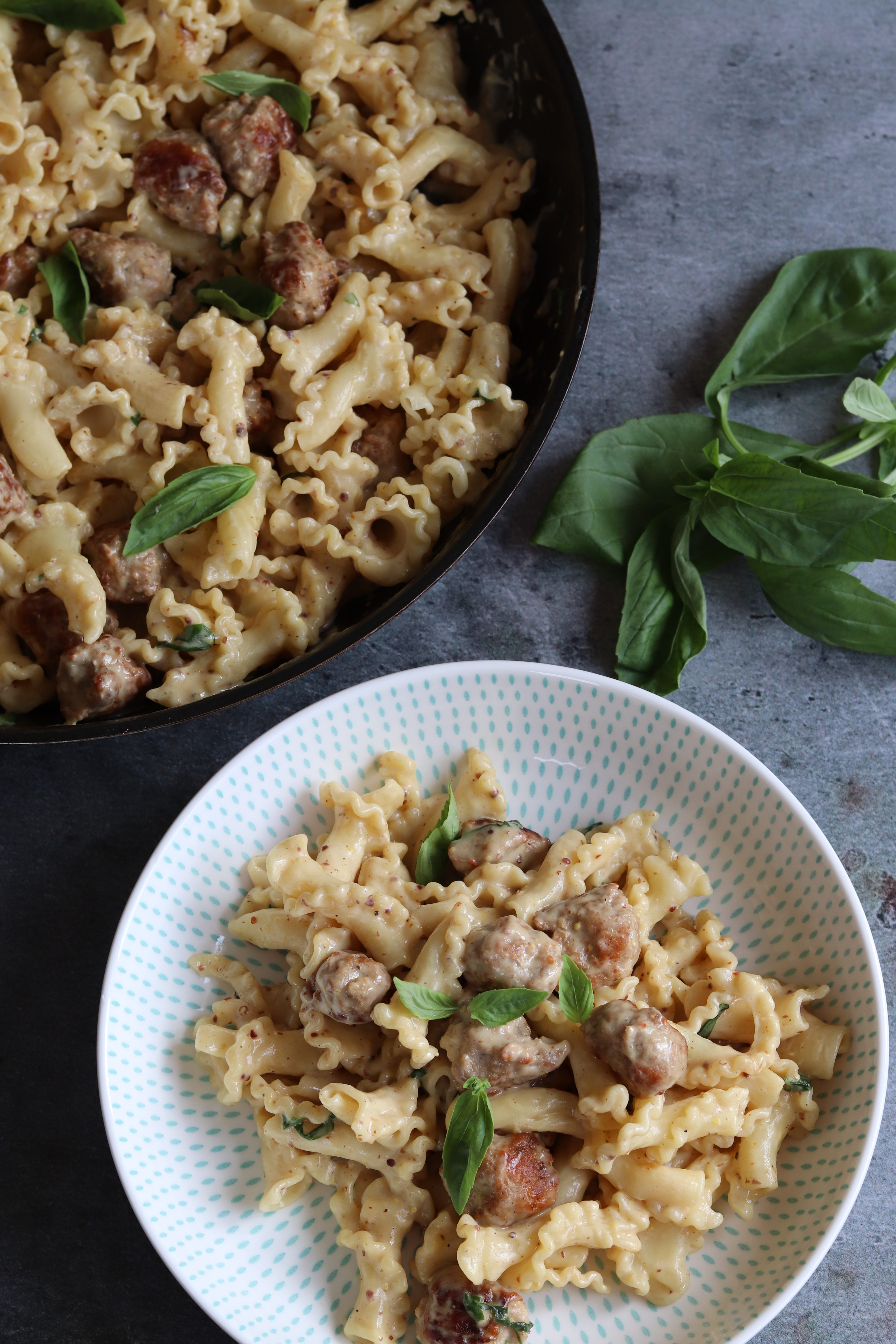 Sausage, Mustard & Basil Pasta Curly's Cooking