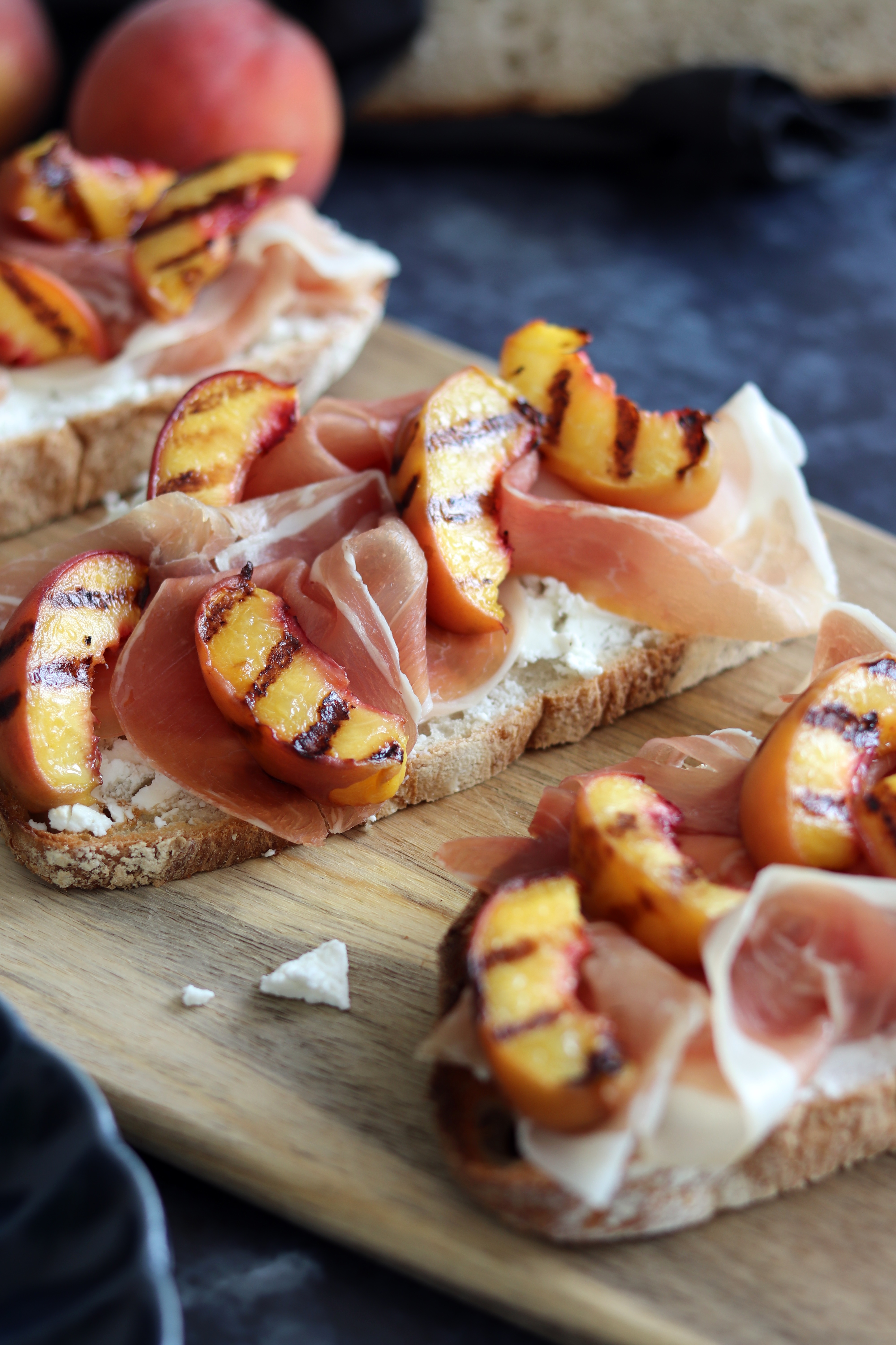 Grilled Peaches & Prosciutto on Sourdough