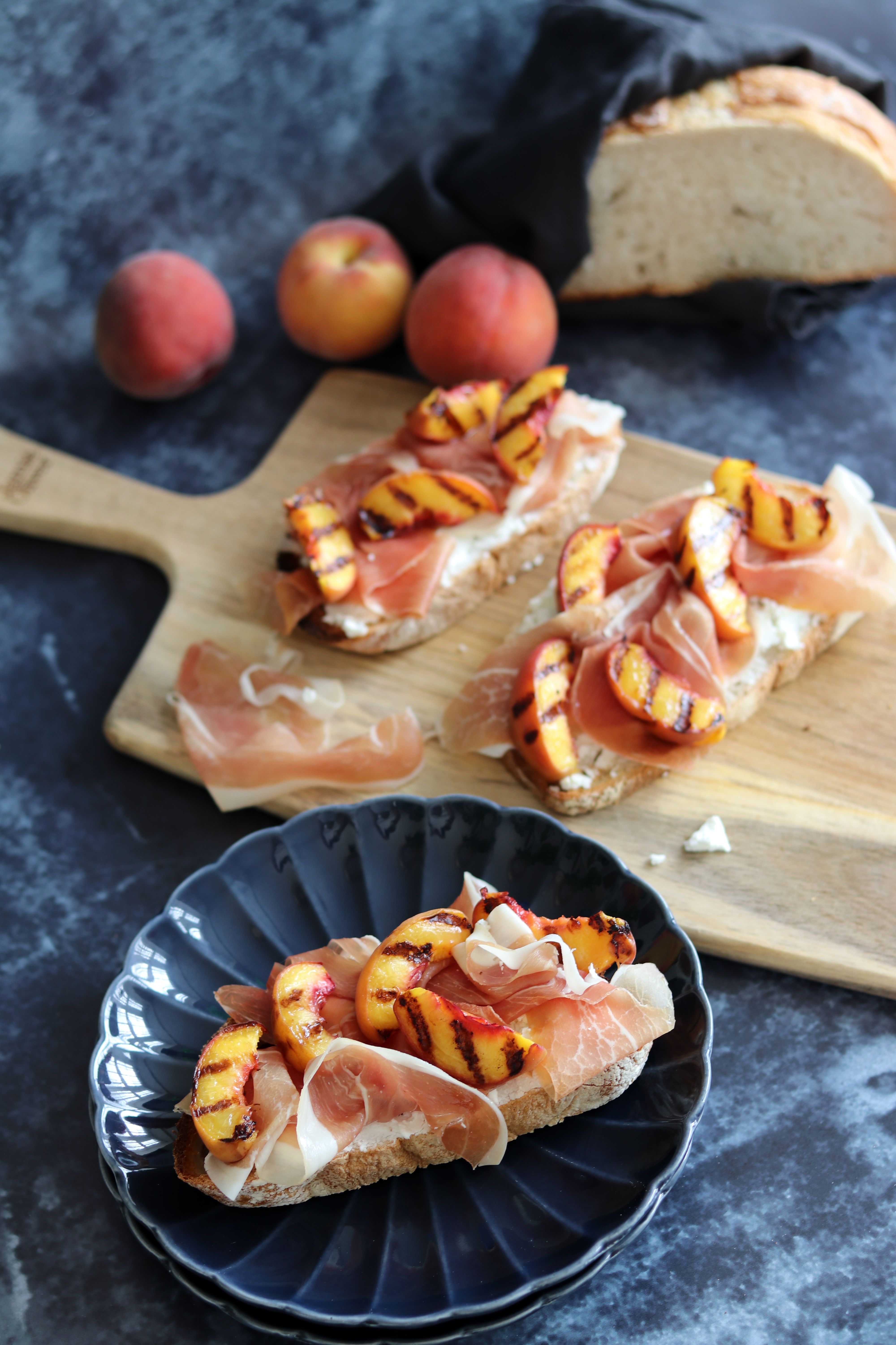 Grilled Peaches & Prosciutto on Sourdough