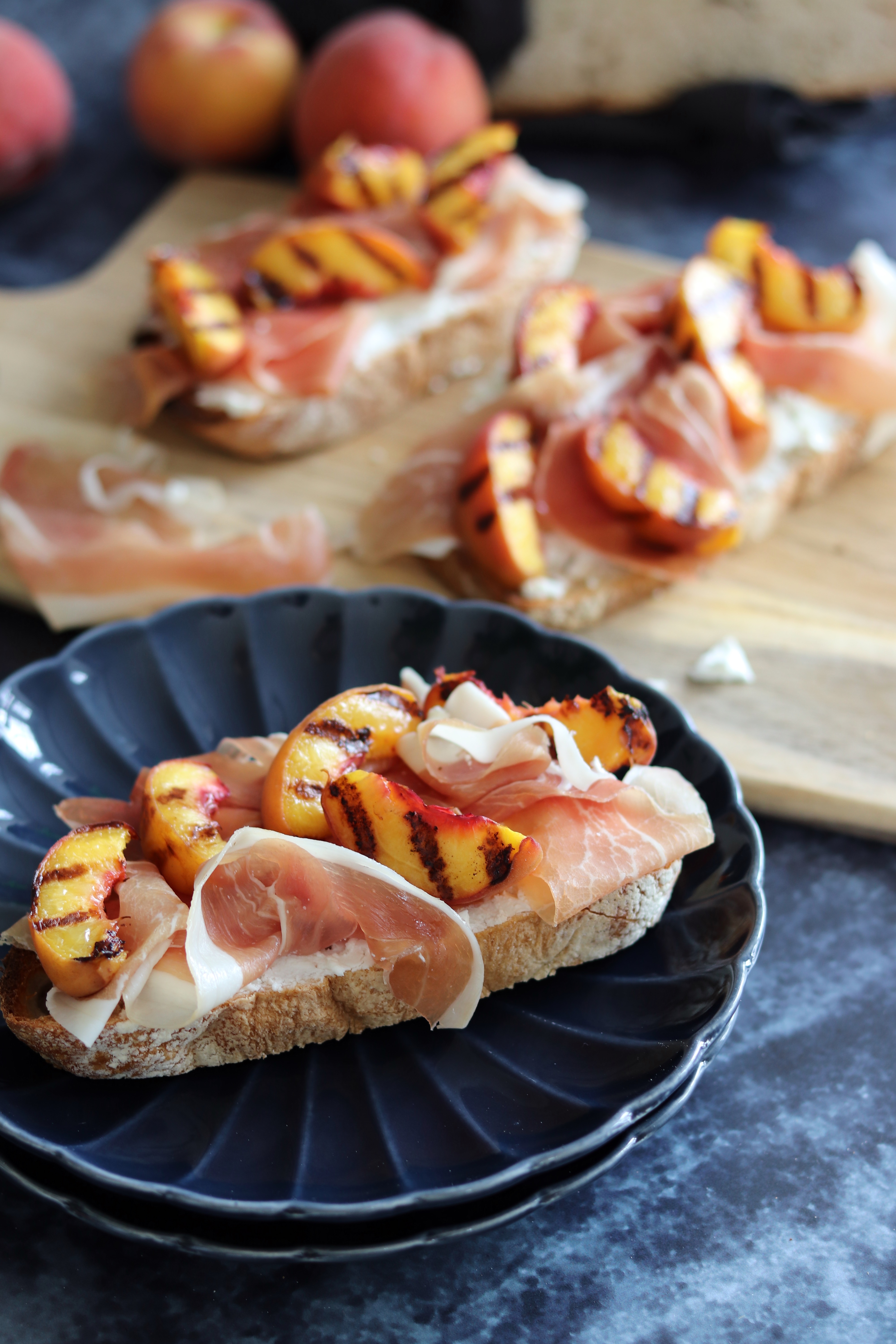 Grilled Peaches & Prosciutto on Sourdough