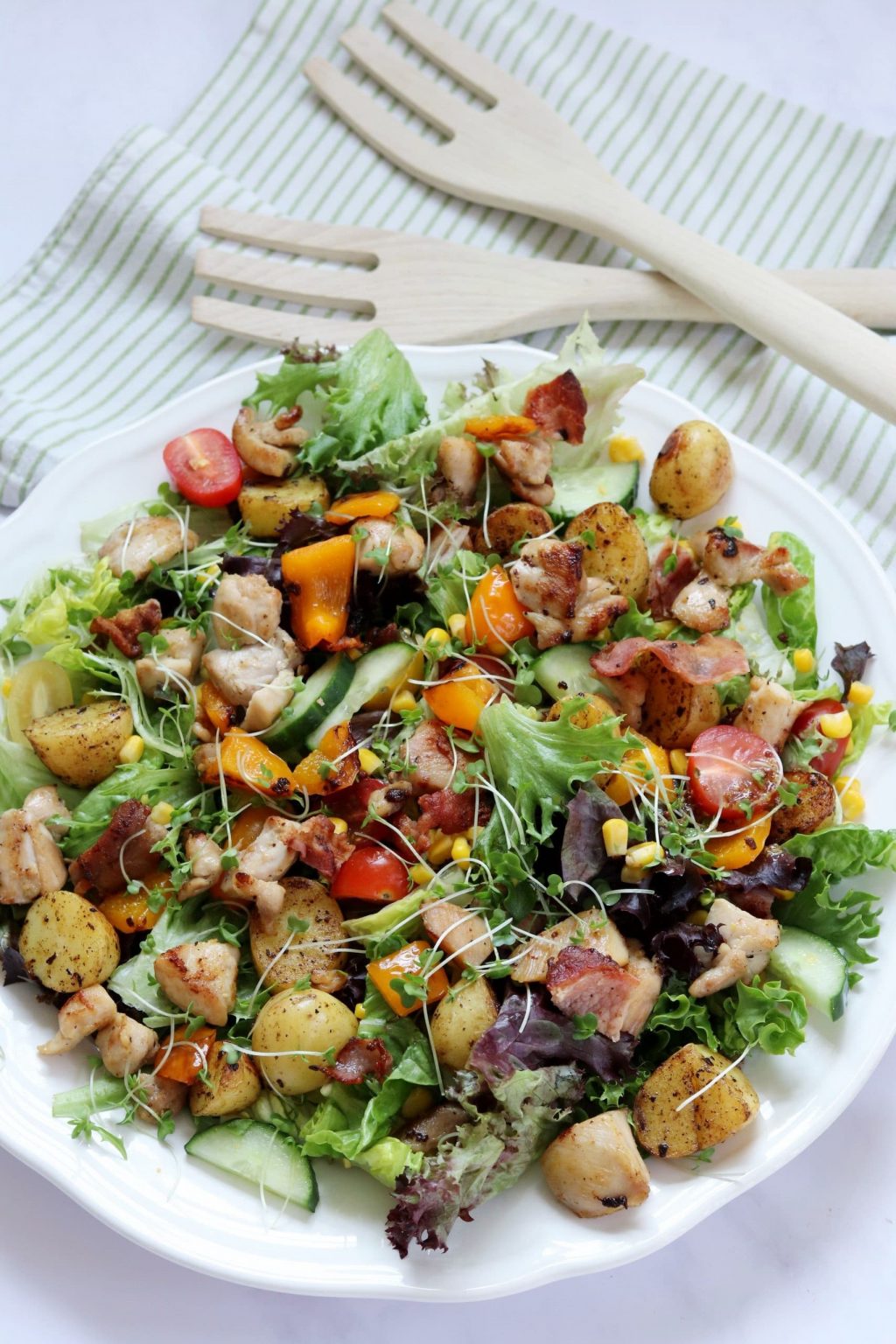 Simple Chicken & Bacon Salad Curly's Cooking