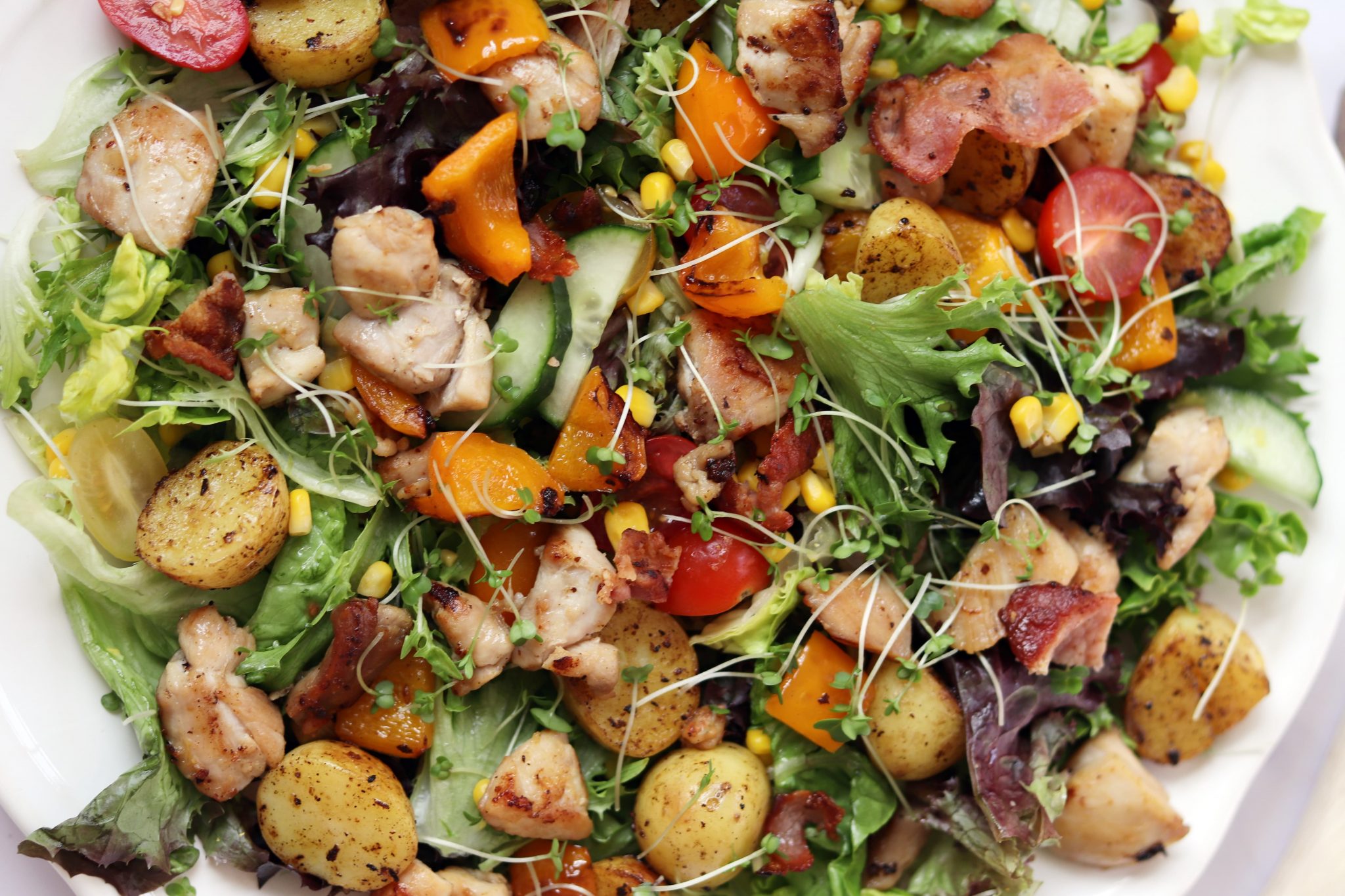 Simple Chicken & Bacon Salad – Curly's Cooking