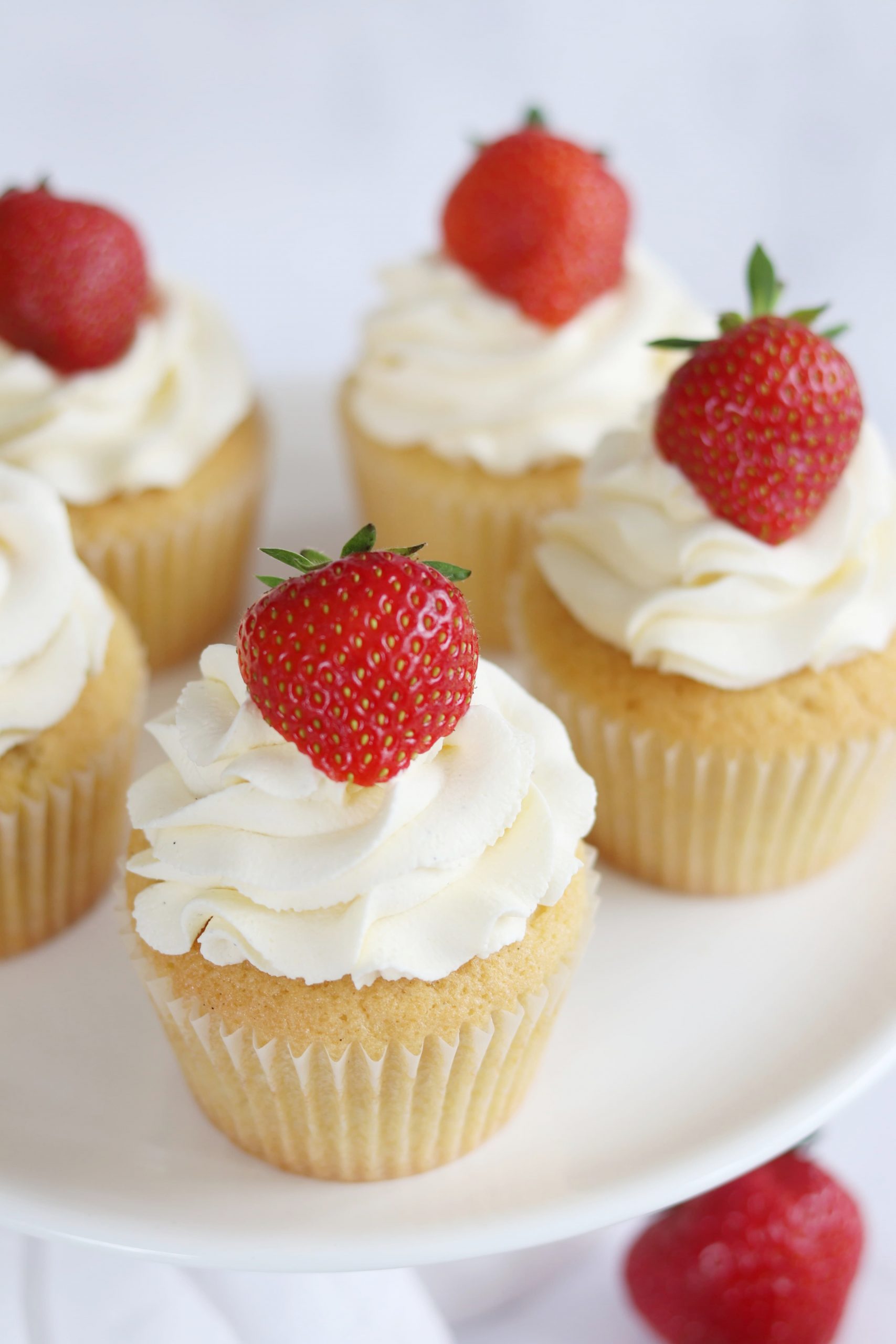 Vanilla Cupcakes with Strawberries &amp; Whipped Cream – Curly&amp;#39;s Cooking