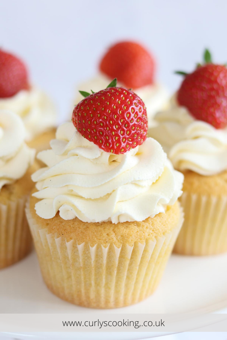 Vanilla Cupcakes with Strawberries & Whipped Cream Curly's Cooking