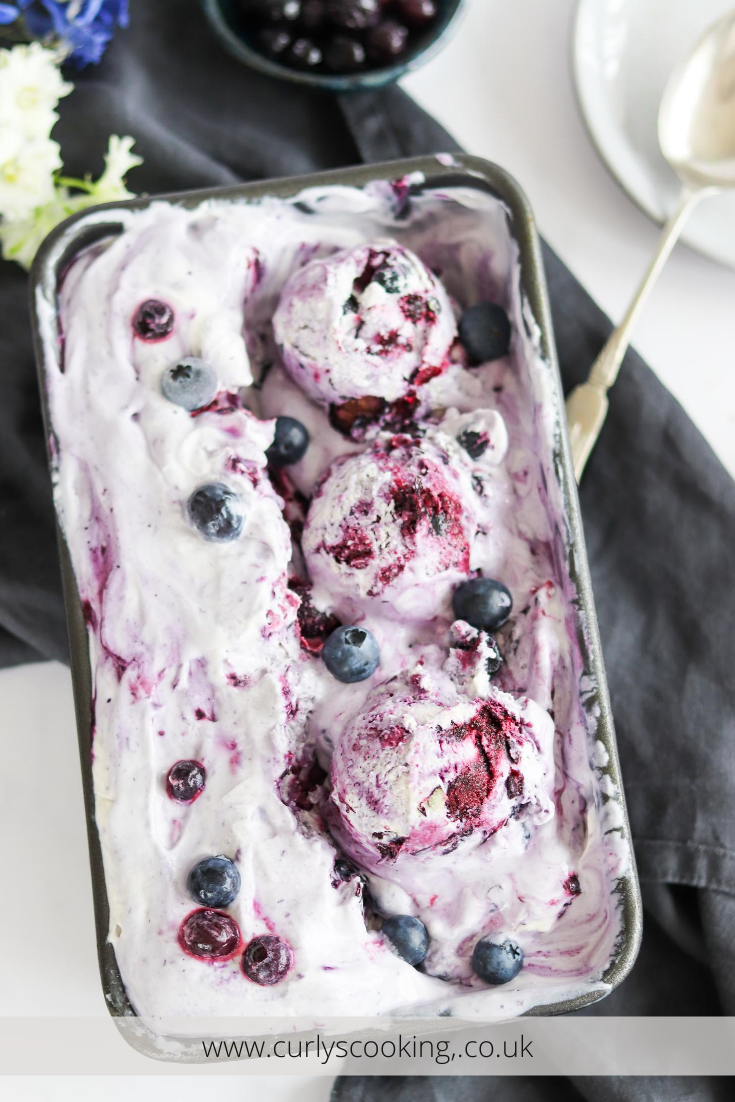 Blueberry Swirl Ice Cream (No Churn) Curly's Cooking