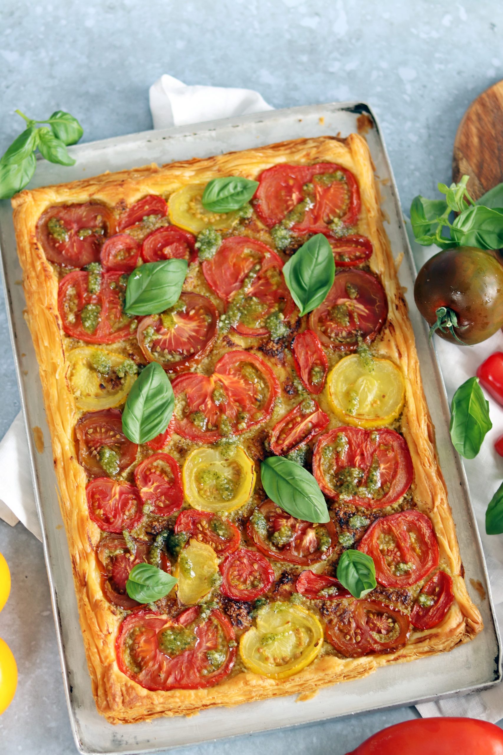 Puff Pastry Tomato Tart with Pesto