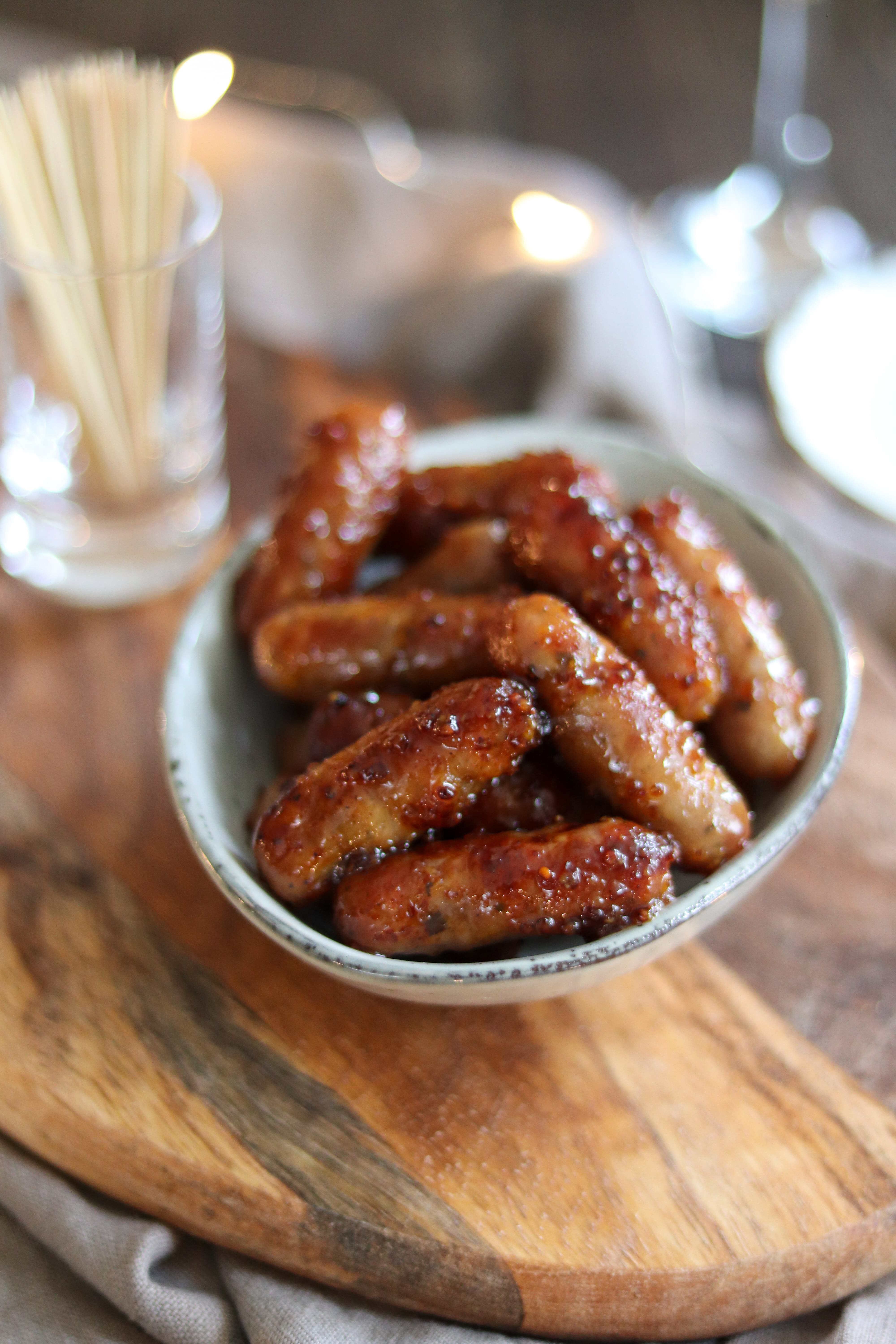 Honey & Mustard Cocktail Sausages Curly's Cooking