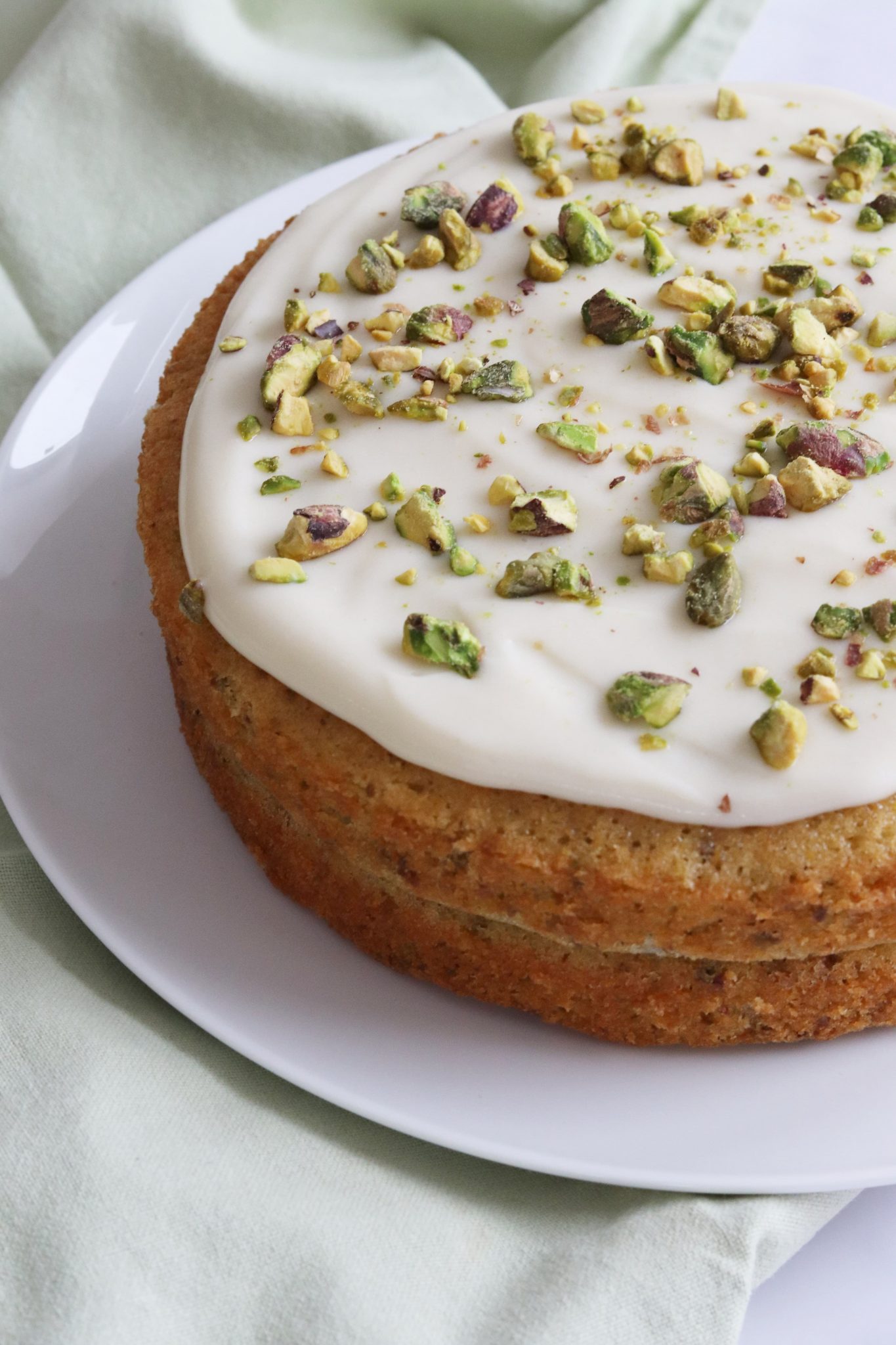 Pistachio Cake with Vanilla Cream Cheese Icing