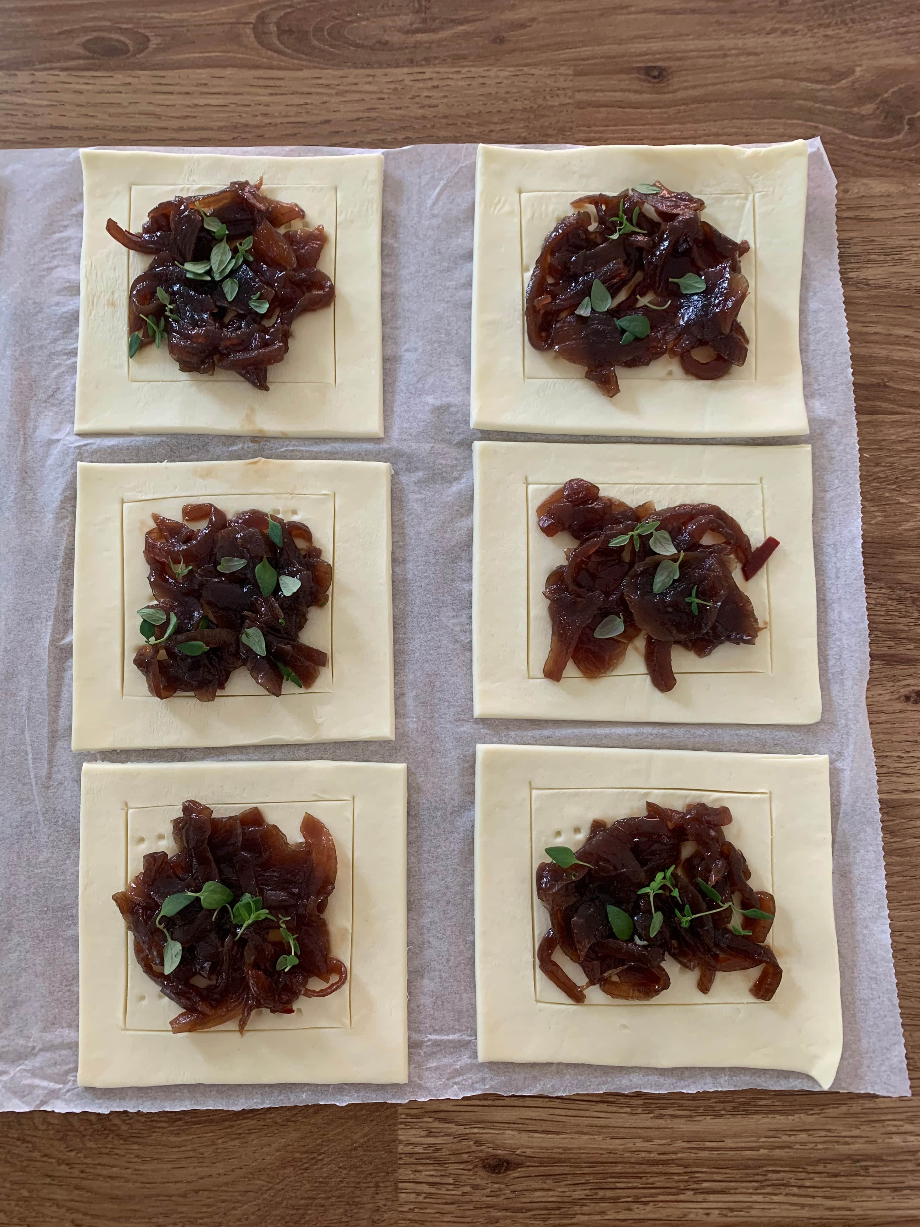 Puff Pastry Goat's Cheese & Onion Tarts Curly's Cooking