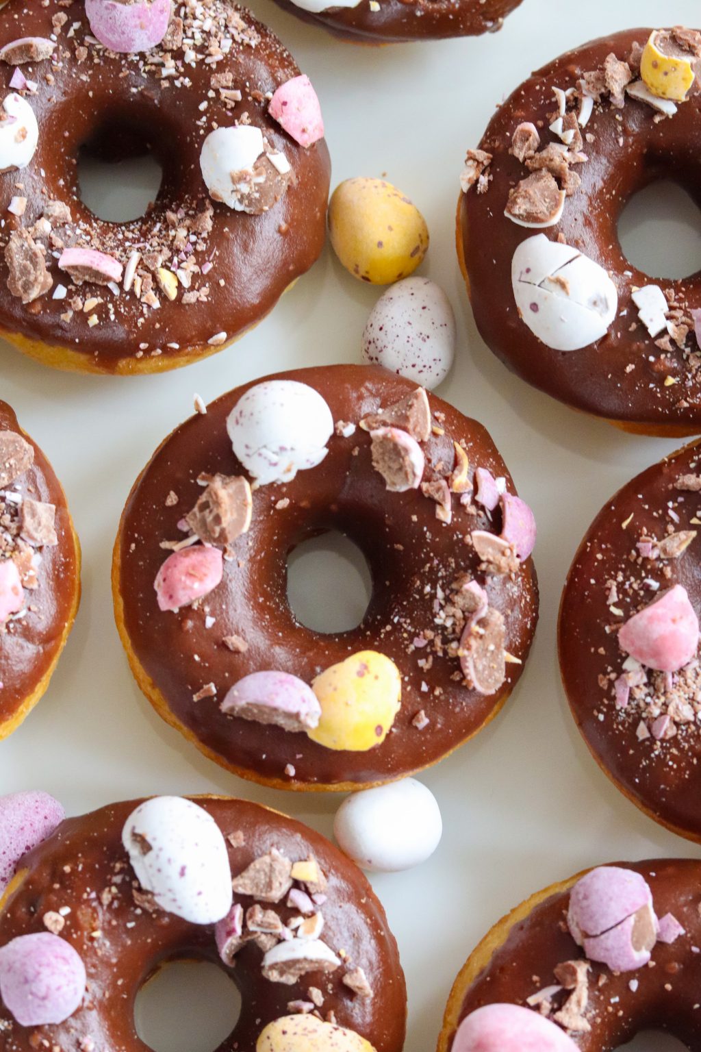 Mini Egg Chocolate Glazed Baked Doughnuts Curly's Cooking