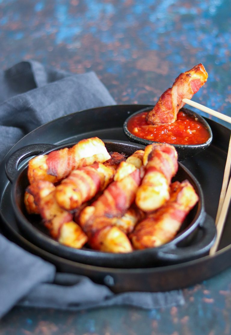 Bacon Wrapped Halloumi (Air Fryer or Oven) Curly's Cooking