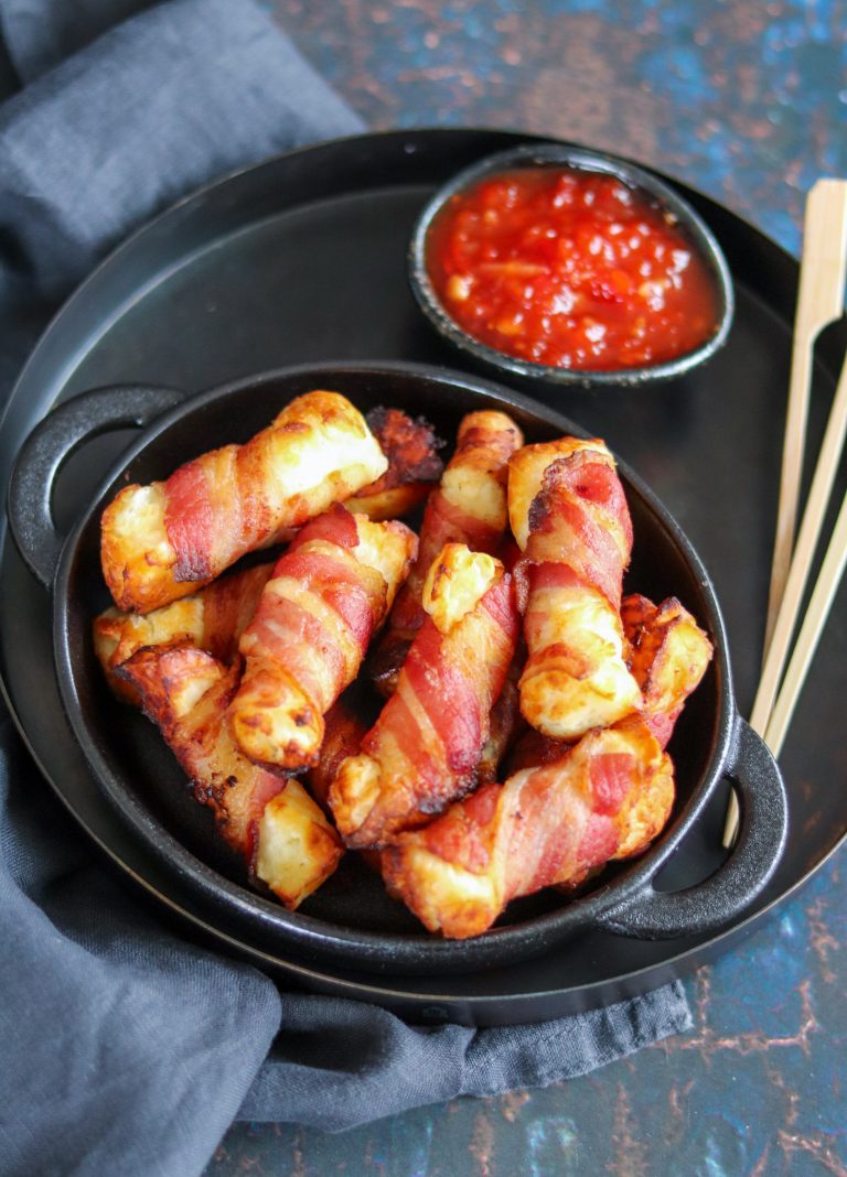Bacon Wrapped Halloumi (Air Fryer or Oven) Curly's Cooking